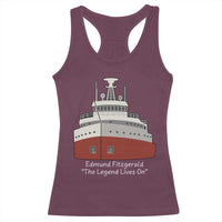 Edmund Fitzgerald Tribute Racerback Tank Top The Legend Lives On Great Lakes Freighter Memorial - Wonder Print Shop