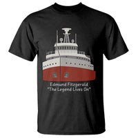 Edmund Fitzgerald Tribute T Shirt The Legend Lives On Great Lakes Freighter Memorial - Wonder Print Shop