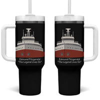 Edmund Fitzgerald Tribute Tumbler With Handle The Legend Lives On Great Lakes Freighter Memorial - Wonder Print Shop