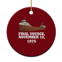 SS Edmund Fitzgerald Final Voyage Tribute Ceramic Ornament November 10 1975 Lake Superior Memorial - Wonder Print Shop