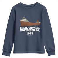 SS Edmund Fitzgerald Final Voyage Tribute Youth Sweatshirt November 10 1975 Lake Superior Memorial - Wonder Print Shop