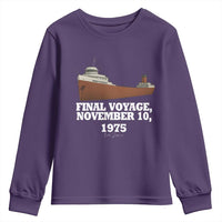 SS Edmund Fitzgerald Final Voyage Tribute Youth Sweatshirt November 10 1975 Lake Superior Memorial - Wonder Print Shop