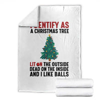 I Identify as a Christmas Tree Throw Blanket Funny Lit and Dead Inside Holiday Humor - Wonder Print Shop
