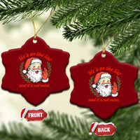 Funny Santa He is On the List Christmas Ceramic Ornament Sassy Retro Holiday Humor - Wonder Print Shop