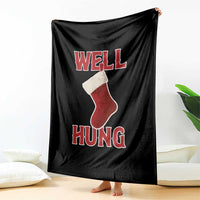 Funny Christmas Stocking Throw Blanket Well Hung Naughty Holiday Inappropriate Humor - Wonder Print Shop