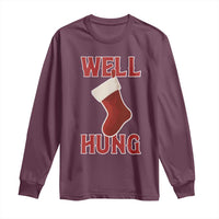Funny Christmas Stocking Long Sleeve Shirt Well Hung Naughty Holiday Inappropriate Humor - Wonder Print Shop