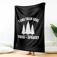 Funny Christmas Tree Throw Blanket I Like Them Real Thick and Sprucey Holiday Trees Pun - Wonder Print Shop
