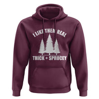 Funny Christmas Tree Hoodie I Like Them Real Thick and Sprucey Holiday Trees Pun - Wonder Print Shop