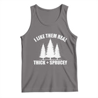 Funny Christmas Tree Tank Top I Like Them Real Thick and Sprucey Holiday Trees Pun - Wonder Print Shop