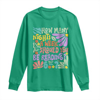 How Many Nights Should You Be Reading 6 7 Long Sleeve Shirt Retro Funny 67 Six Seven Meme Book Lover - Wonder Print Shop