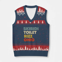 Skibidi Toilet Rizz Ohio V-Neck Knit Sweater Vest Funny Gen Alpha Slang Rizzler Game - Wonder Print Shop