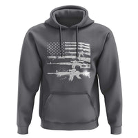 Machine Guns American Flag Hoodie For Gun Owner Lover 2A Retro Vintage