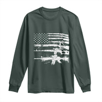 Machine Guns American Flag Long Sleeve Shirt For Gun Owner Lover 2A Retro Vintage