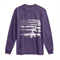 Machine Guns American Flag Long Sleeve Shirt For Gun Owner Lover 2A Retro Vintage