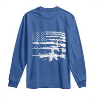 Machine Guns American Flag Long Sleeve Shirt For Gun Owner Lover 2A Retro Vintage