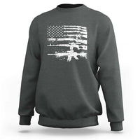 Machine Guns American Flag Sweatshirt For Gun Owner Lover 2A Retro Vintage