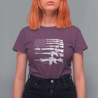 Machine Guns American Flag T Shirt For Women For Gun Owner Lover 2A Retro Vintage