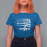 Machine Guns American Flag T Shirt For Women For Gun Owner Lover 2A Retro Vintage