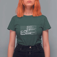 American Flag Rifle Firearm T Shirt For Women Machine Guns 2A - Wonder Print Shop