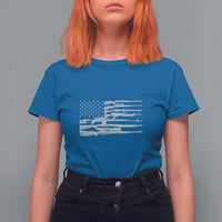 American Flag Rifle Firearm T Shirt For Women Machine Guns 2A - Wonder Print Shop