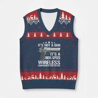 Funny Gun Lover V-Neck Knit Sweater Vest Its Not A Gun Its A High Speed Wireless Communication Device - Wonder Print Shop