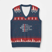 Funny Gun Owner V-Neck Knit Sweater Vest Faster Than Dialing 911 Bullet Diameter - Wonder Print Shop