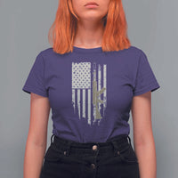 American Flag Second Amendment T Shirt For Women Guns Weapons Rifles 2A Amendment Fathers Day US Flag - Wonder Print Shop