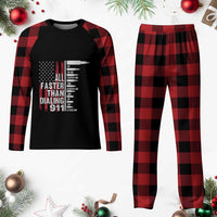 Funny Gun Lover Plaid Pajama Set All Faster Than Dialing 911 Bullets American Flag - Wonder Print Shop