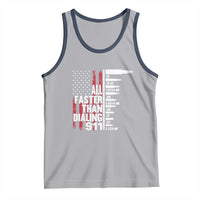 Funny Gun Lover Tank Top All Faster Than Dialing 911 Bullets American Flag