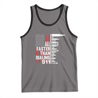 Funny Gun Lover Tank Top All Faster Than Dialing 911 Bullets American Flag