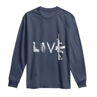 Gun Lover Long Sleeve Shirt LOVE AR15 Handgun Grenade