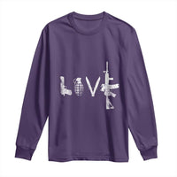 Gun Lover Long Sleeve Shirt LOVE AR15 Handgun Grenade