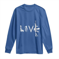 Gun Lover Long Sleeve Shirt LOVE AR15 Handgun Grenade