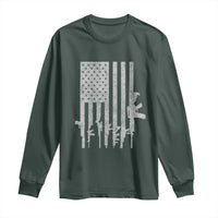 American Flag Rifle Guns Long Sleeve Shirt Cool Pro Gun Retro Distressed