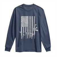 American Flag Rifle Guns Long Sleeve Shirt Cool Pro Gun Retro Distressed