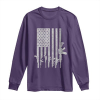 American Flag Rifle Guns Long Sleeve Shirt Cool Pro Gun Retro Distressed