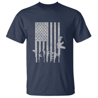 American Flag Rifle Guns T Shirt Cool Pro Gun Retro Distressed - Wonder Print Shop