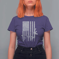 American Flag Rifle Guns T Shirt For Women Cool Pro Gun Retro Distressed - Wonder Print Shop