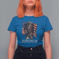 Gun Right 2A T Shirt For Women My Rights Don't End Where Your Feelings Begin Retro Betsy Ross Flag