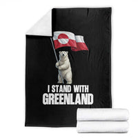 I Stand With Greenland Throw Blanket Cute Polar Bear Holding Flag Political Support