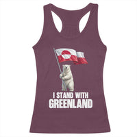 I Stand With Greenland Racerback Tank Top Cute Polar Bear Holding Flag Political Support