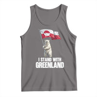 I Stand With Greenland Tank Top Cute Polar Bear Holding Flag Political Support