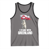 I Stand With Greenland Tank Top Cute Polar Bear Holding Flag Political Support