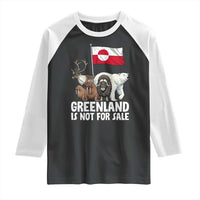 Greenland Is Not For Sale Raglan Shirt Arctic Animal Resist Protest Greenland Flag