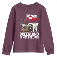 Greenland Is Not For Sale Youth Sweatshirt Arctic Animal Resist Protest Greenland Flag