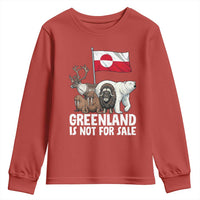 Greenland Is Not For Sale Youth Sweatshirt Arctic Animal Resist Protest Greenland Flag