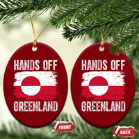 Hands Off Greenland Ceramic Ornament Distressed Flag Resist Political Protest