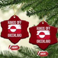 Hands Off Greenland Ceramic Ornament Distressed Flag Resist Political Protest