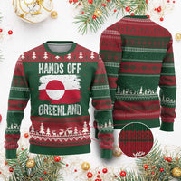 Hands Off Greenland Ugly Christmas Sweater Distressed Flag Resist Political Protest