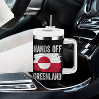 Hands Off Greenland Tumbler With Handle Distressed Flag Resist Political Protest